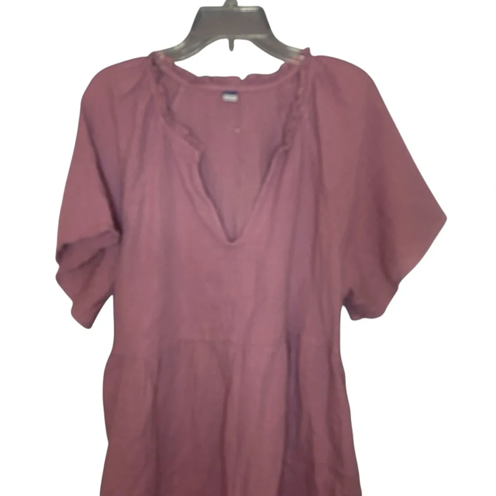 Old Navy Purple Cotton Gauze Peasant Dress XL Boho Mini - Picture 2 of 12